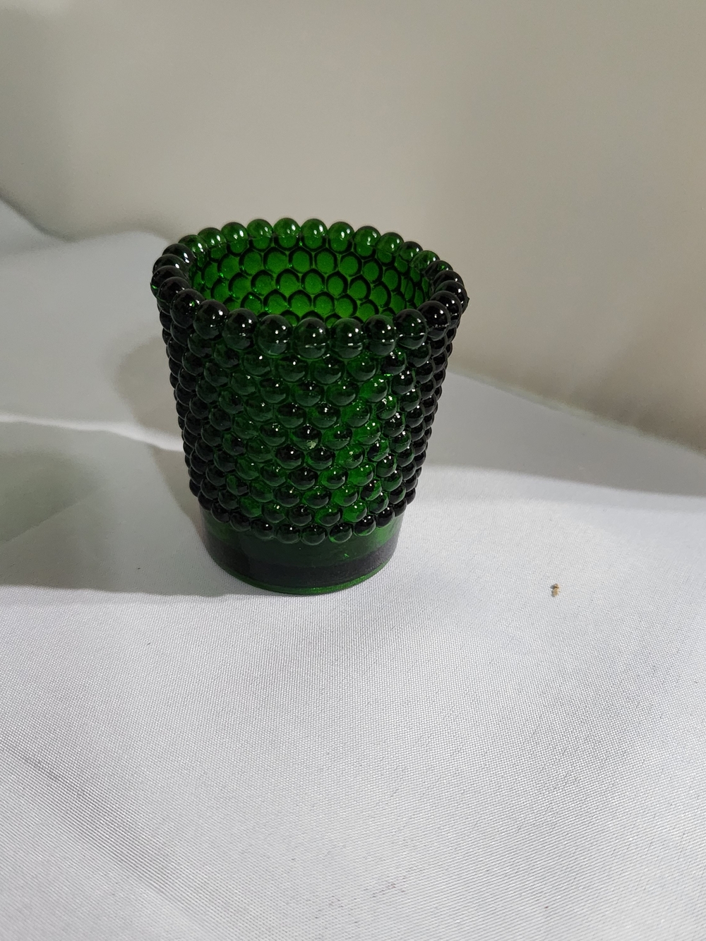 Vintage Green Beaded Glass Votive Holder